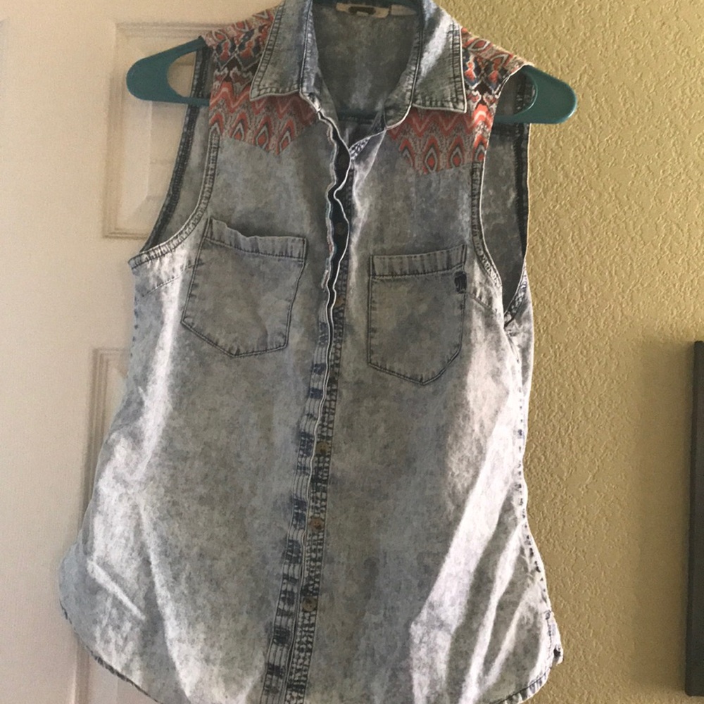 Miss Me light denim tank